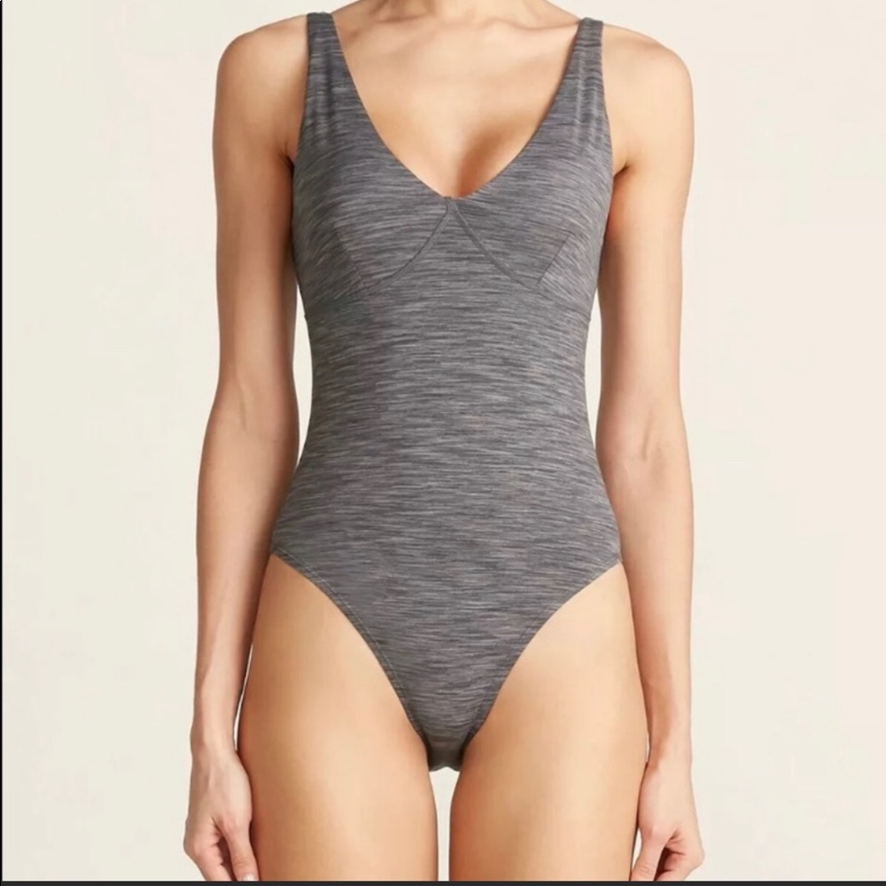 Outdoor Voices Freeform Leotard Bodysuit Grey S